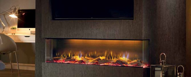 TV stena (TV wall) in vgradni električni kamin