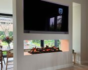 TV stena (TV wall) in vgradni električni kamin