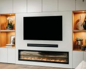 TV stena (TV wall) in vgradni električni kamin
