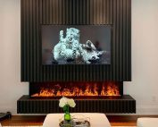 TV stena (TV wall) in vgradni električni kamin